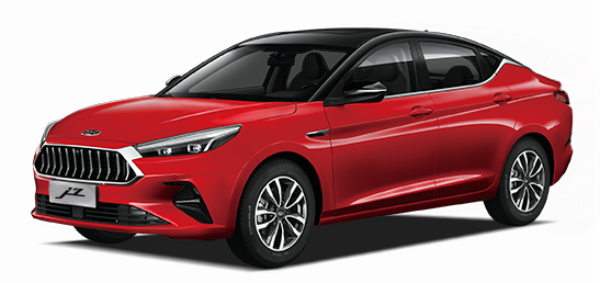 Side View of a Red JAC J7 in Doha.